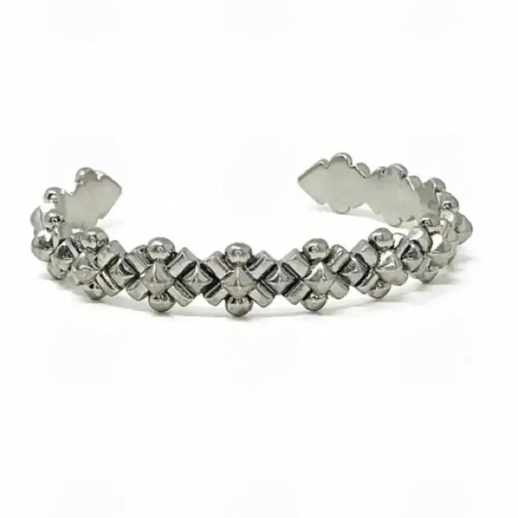 J. Crew Metal Bloom Silver Adjustable Cuff - Picture 1 of 6